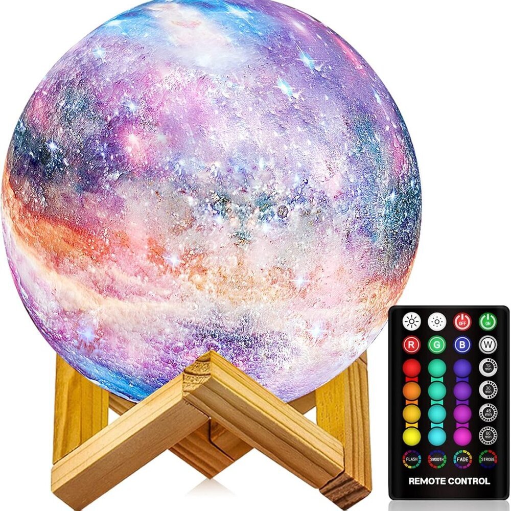 Moon Lamp, Night Light, 16 Colors Galaxy Lamp 3D Printing Moon Light with Stand/